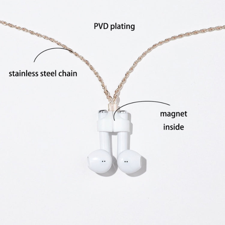 AIRPODS kabelloses Headset Anti-Verlust Kette Starke Magnethülle Titanstahl Edelstahl Farbretention Anti-Verlust Halskette, Gold, Roségold, Schwarzgold, Stahlfarbe