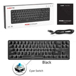 Ajazz K680T Mini-USB-Tastatur mit Kabel, Dual-Mode-Ladefunktion, 68 Tasten, Bluetooth, mechanisch, Kabellänge: 1,6 m, Schaft in Grün, Schwarz und Beige