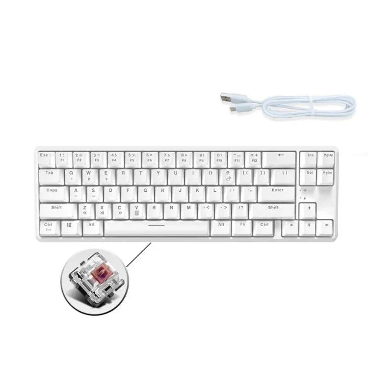 Ajazz K680T Mini-USB-Tastatur mit Kabel, Dual-Mode-Ladefunktion, 68 Tasten, Bluetooth, mechanisch, Kabellänge: 1,6 m, Schaft in Grün, Schwarz und Beige