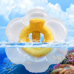 Kinder Sonnenblumen-Sitzring Schwimmring Baby aufblasbarer Rettungsring mit Kissen, Sonnenblumen-Sitzring