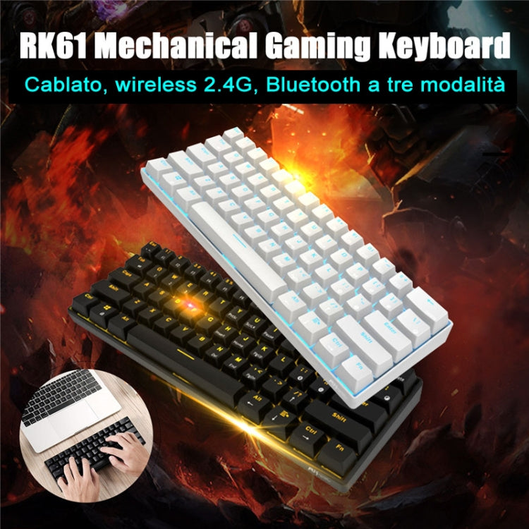 RK61 61 Tasten Bluetooth / kabellose Dual-Mode-Tablet-Mobile-Gaming-Mechanische Tastatur, Kabellänge: 1,5 m, Tea Shaft, Green Shaft, Red Shaft