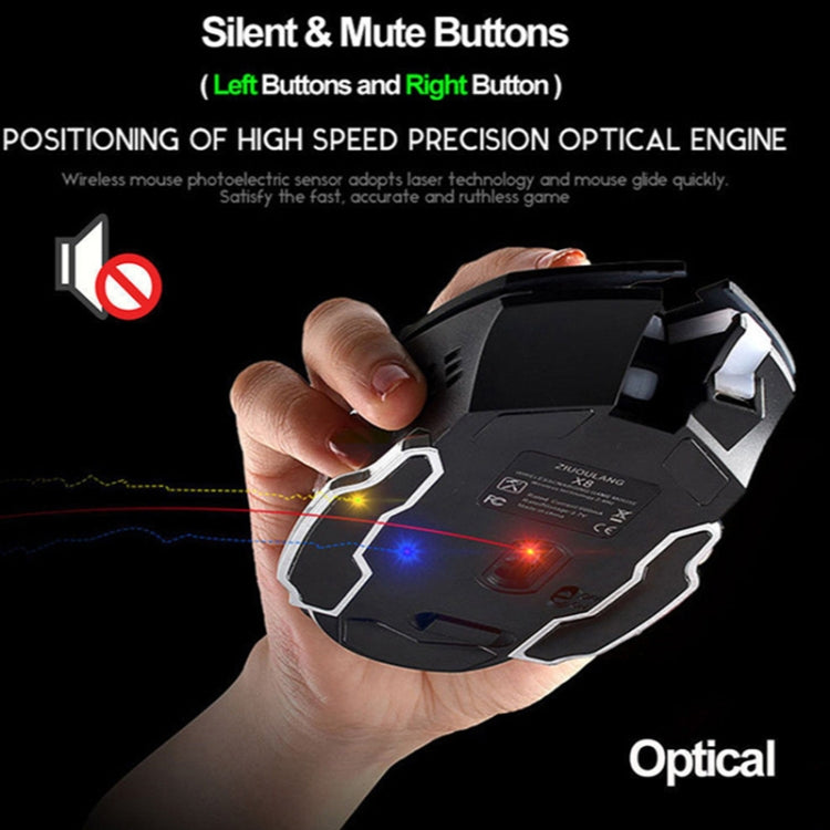 FREEDOM-WOLF X8 2400 DPI 6 Tasten 2,4G Kabelloses Laden Leise Leuchtende Gaming-Maus, X8 Schwarz, X8 Metallgrau, X8 Sternenschwarz