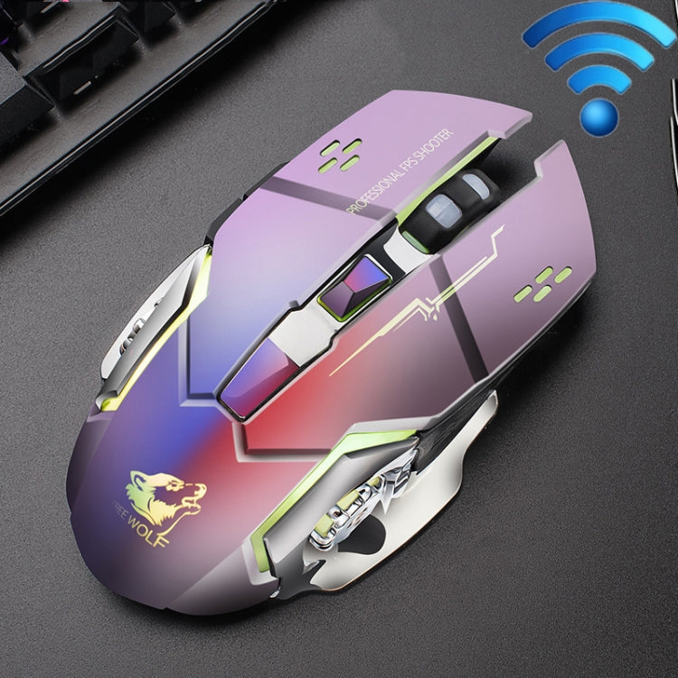 FREEDOM-WOLF X8 2400 DPI 6 Tasten 2,4G Kabelloses Laden Leise Leuchtende Gaming-Maus, X8 Schwarz, X8 Metallgrau, X8 Sternenschwarz