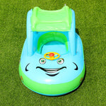 Sonnenschutz und UV-Schutz Baby-Schwimmring Auto Bootsform Aufblasbarer Schwimmring mit Horn, Hellblau + Grün, Lila + Gelb
