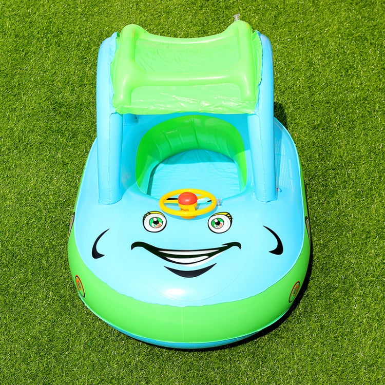 Sonnenschutz und UV-Schutz Baby-Schwimmring Auto Bootsform Aufblasbarer Schwimmring mit Horn, Hellblau + Grün, Lila + Gelb