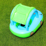 Sonnenschutz und UV-Schutz Baby-Schwimmring Auto Bootsform Aufblasbarer Schwimmring mit Horn, Hellblau + Grün, Lila + Gelb