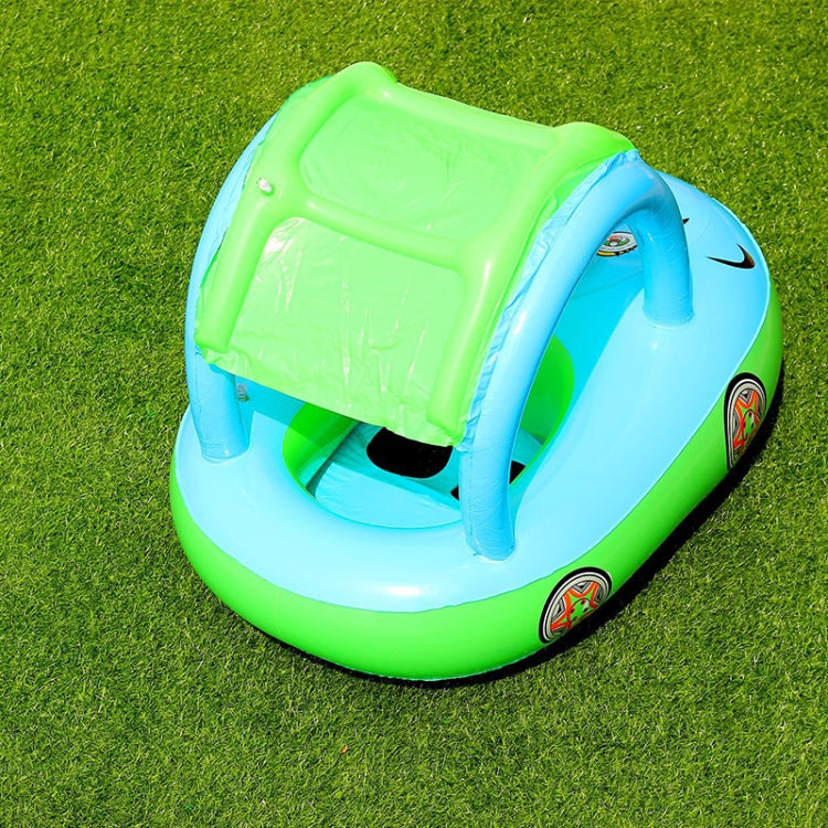 Sonnenschutz und UV-Schutz Baby-Schwimmring Auto Bootsform Aufblasbarer Schwimmring mit Horn, Hellblau + Grün, Lila + Gelb