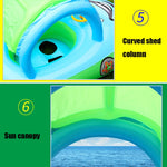 Sonnenschutz und UV-Schutz Baby-Schwimmring Auto Bootsform Aufblasbarer Schwimmring mit Horn, Hellblau + Grün, Lila + Gelb