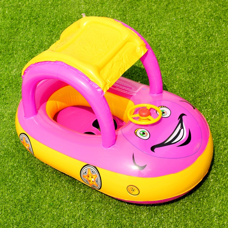 Sonnenschutz und UV-Schutz Baby-Schwimmring Auto Bootsform Aufblasbarer Schwimmring mit Horn, Hellblau + Grün, Lila + Gelb