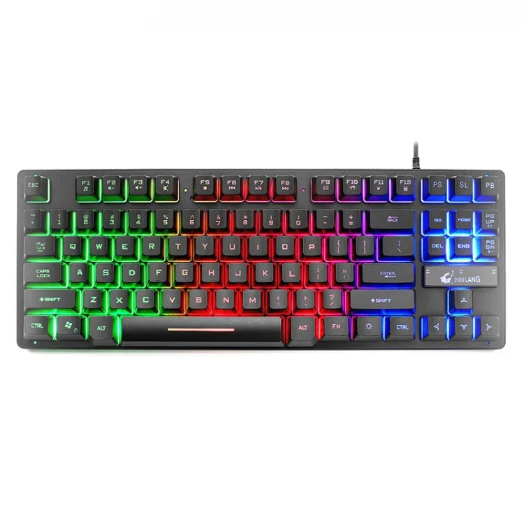 ZIYOULANG K16 87-Tasten Gaming-Notebook-Tastatur mit farbiger Mixed-Light-Beleuchtung, Kabellänge: 1,5 m, K16