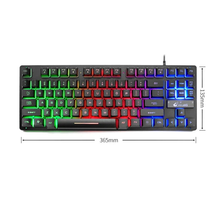 ZIYOULANG K16 87-Tasten Gaming-Notebook-Tastatur mit farbiger Mixed-Light-Beleuchtung, Kabellänge: 1,5 m, K16