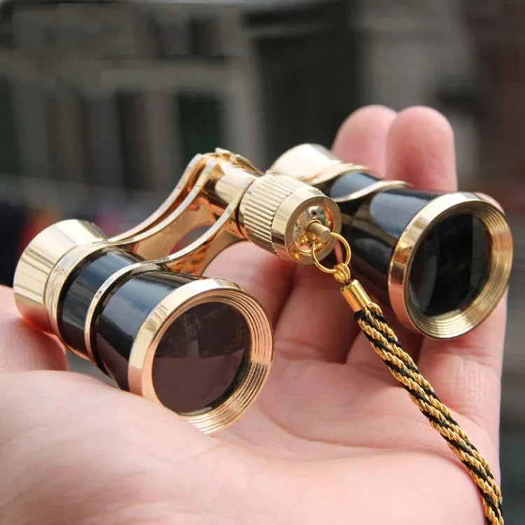 3x25mm Klassisches Damen-Drama-Beobachtungsteleskop Fernglas mit Kette, Schwarz mit Kette