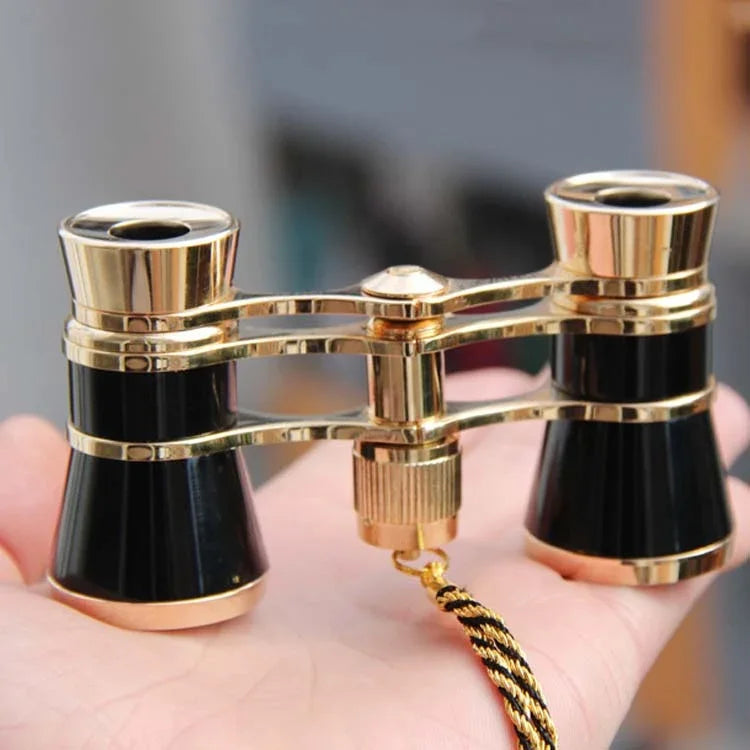 3x25mm Klassisches Damen-Drama-Beobachtungsteleskop Fernglas mit Kette, Schwarz mit Kette