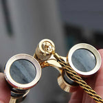 3x25mm Klassisches Damen-Drama-Beobachtungsteleskop Fernglas mit Kette, Schwarz mit Kette