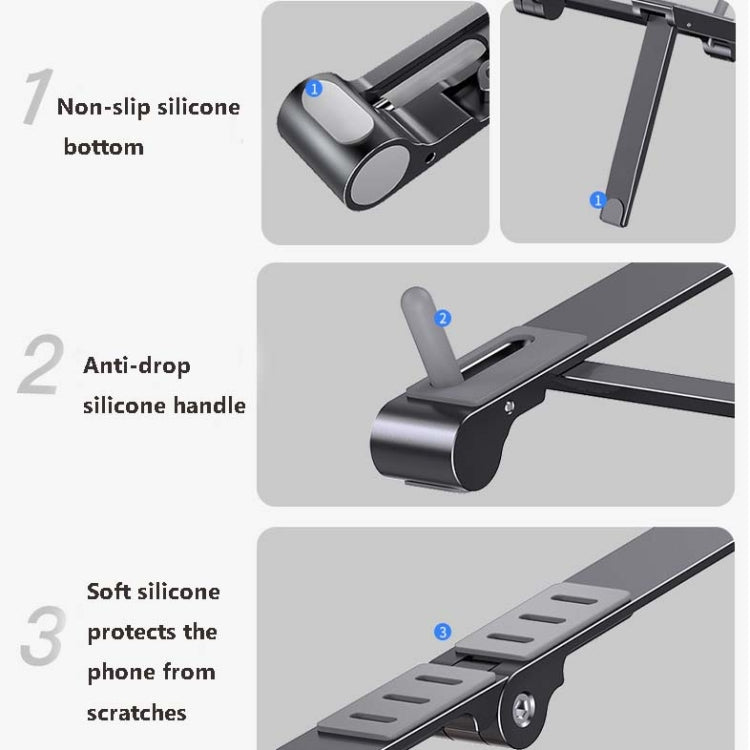 Metall Laptop-Ständer Computer-Kühlung Faltbar Mini Flacher Erhöhter Halter, Grau, Silber