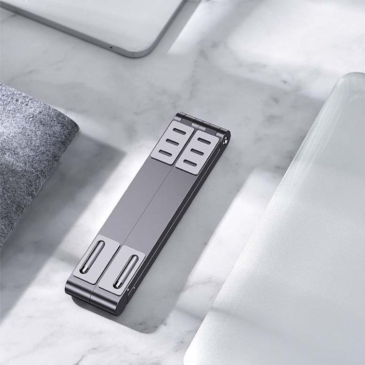 Metall Laptop-Ständer Computer-Kühlung Faltbar Mini Flacher Erhöhter Halter, Grau, Silber