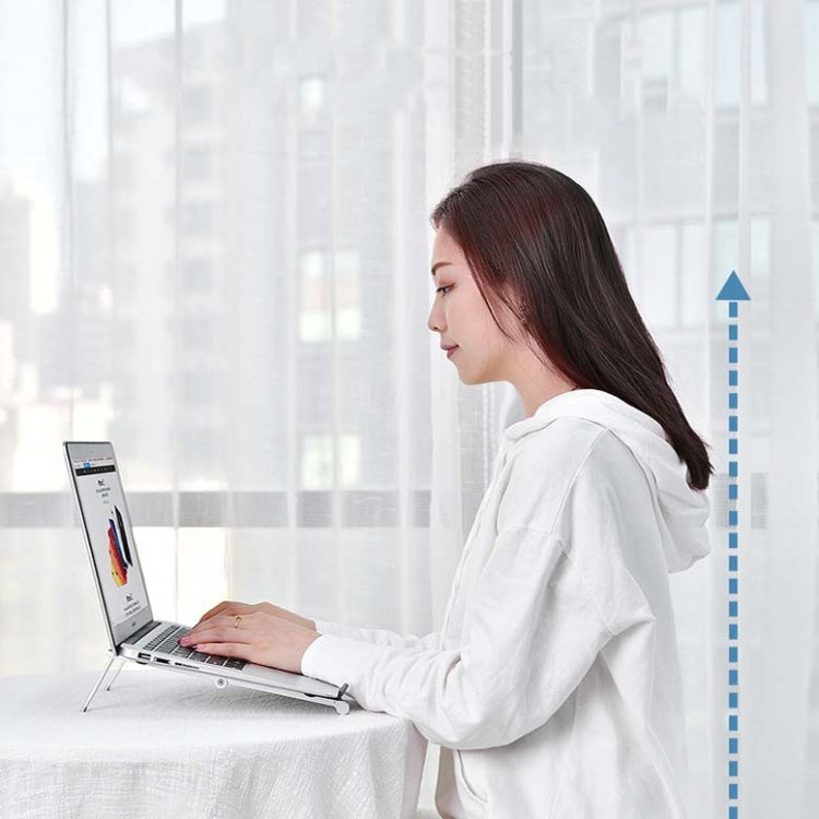 Metall Laptop-Ständer Computer-Kühlung Faltbar Mini Flacher Erhöhter Halter, Grau, Silber