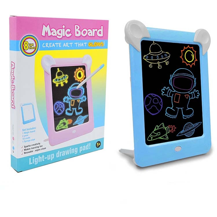 LED Leuchttafel, elektronische Fluoreszenz-Schreibtafel, Kinder-Lichtmalerei-Nachrichtentafel, Blau, Pink