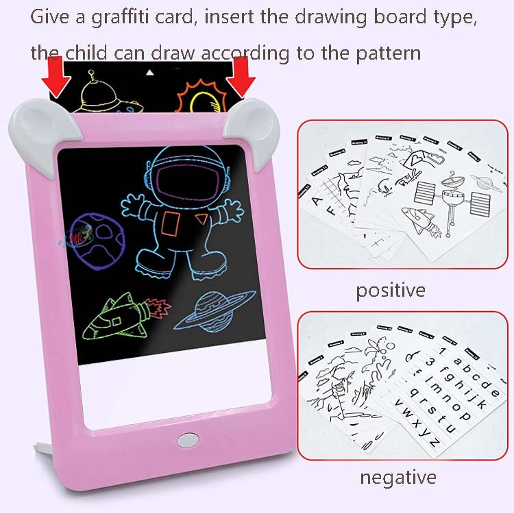 LED Leuchttafel, elektronische Fluoreszenz-Schreibtafel, Kinder-Lichtmalerei-Nachrichtentafel, Blau, Pink