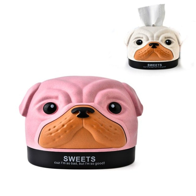 Kreative Weizen-Bobbi-Hund-Taschentuchbox Wohnzimmer Schlafzimmer Desktop-Papierspender Aufbewahrungsbox, Grün, Blau, Pink, Beige