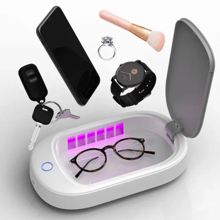 HE01 Sterilisationsbox, Handy-Desinfektionsbox, UVC-Ultraviolett-Sterilisationslampe, grauer Deckel, dunkelgrüner Deckel