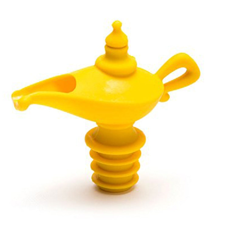 Kreativer Silikon Aladdin Magic Lamp Rotwein-Ausgießer, manueller luftdichter Flaschenverschluss, 3 Stück Weinflaschenverschluss
