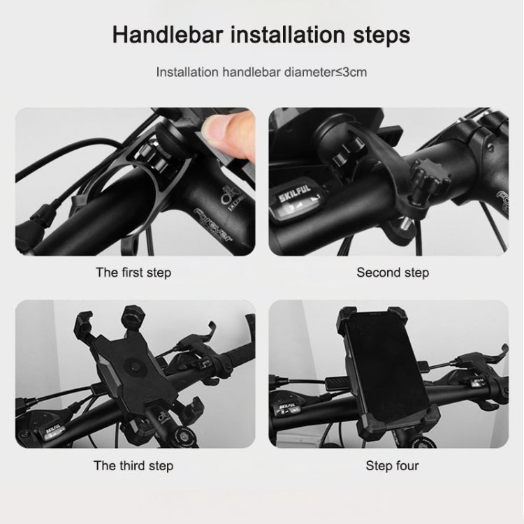 Elektrisches Fahrrad Handyhalter 360-Grad-Drehbarer Handyhalter Vier-Wege-Verstellbarer Halter für Motorrad, Lenker, Rückspiegel