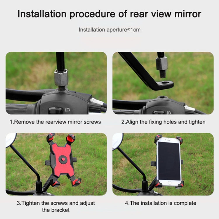 Elektrisches Fahrrad Handyhalter 360-Grad-Drehbarer Handyhalter Vier-Wege-Verstellbarer Halter für Motorrad, Lenker, Rückspiegel