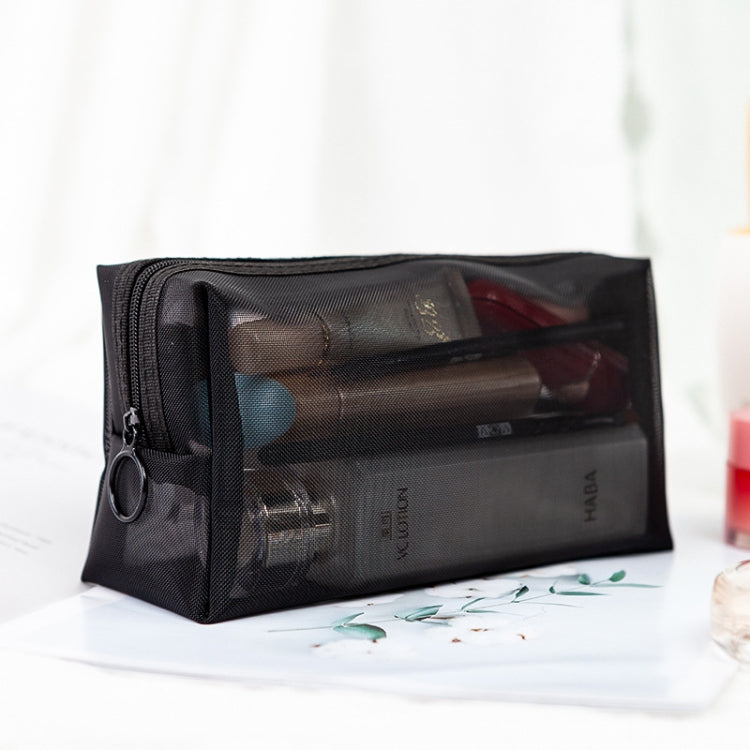 Schwarz Transparentes Mesh-Kosmetiktäschchen, dreiteiliges Set, große Kapazität, Reise-Kosmetik-Aufbewahrungstasche, dreiteiliges Aufbewahrungstaschen-Set