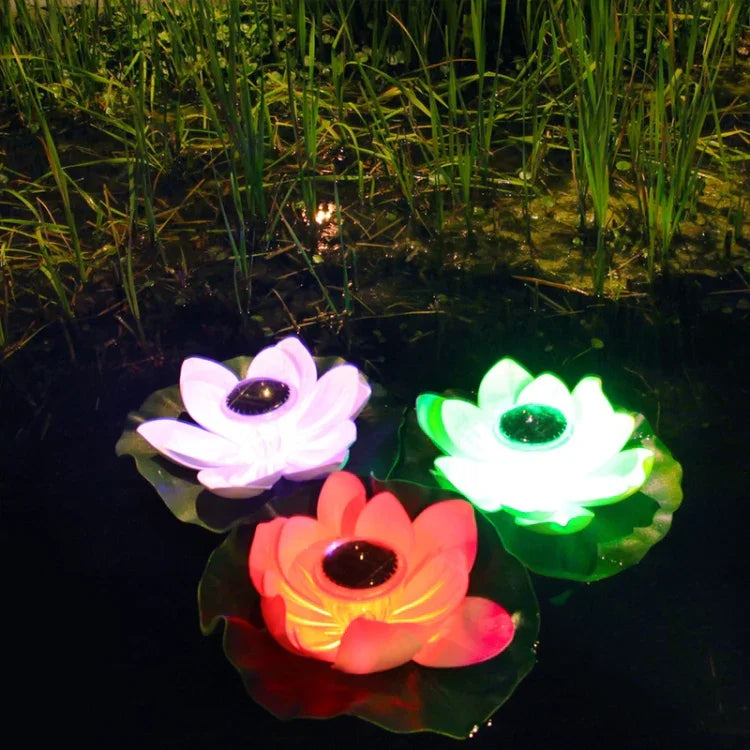 Solar-Schwimmlicht für den Außenbereich, wasserdicht, für Garten und Hof, Lotuslicht, Pink, Hellgelb, Weiß, Lila, Rot