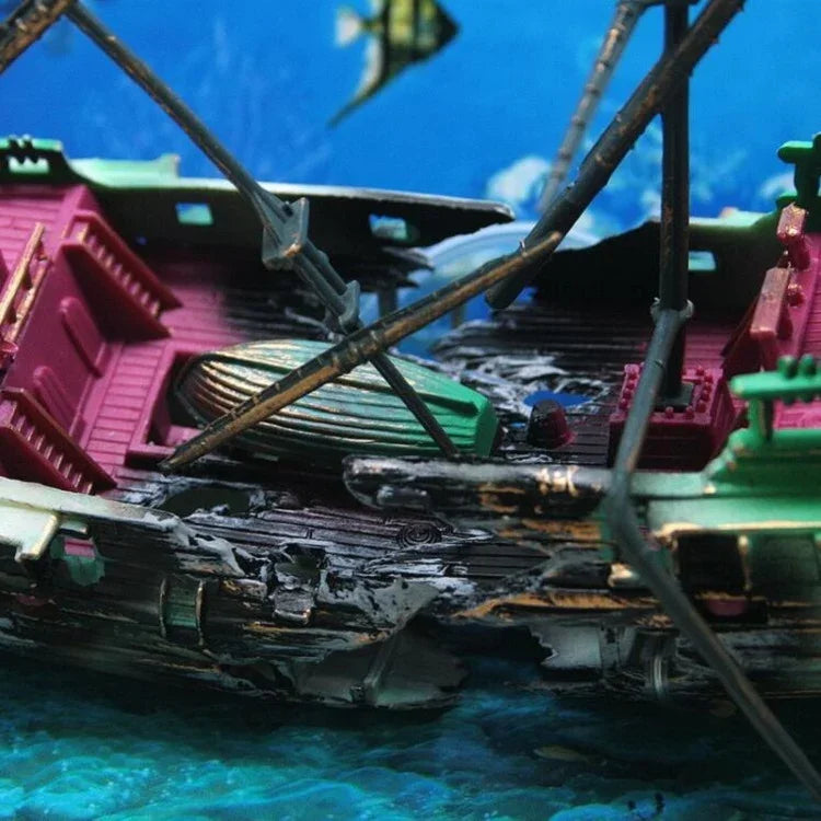 Aquarium-Fischbecken-Landschaftsdekorations-Sauerstoff-verbesserndes Spielzeug verfaultes Schiffswrack, Spielzeug verfaultes Schiffswrack