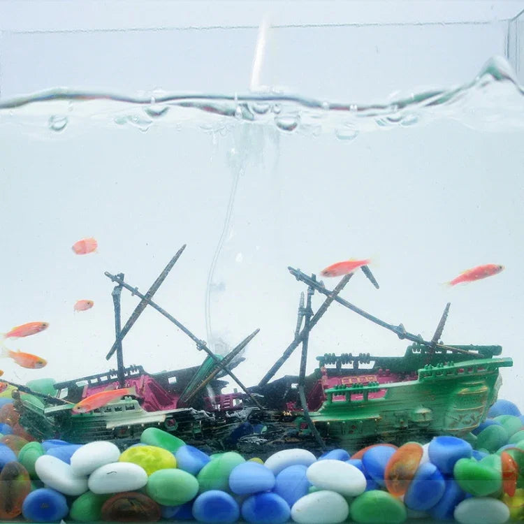 Aquarium-Fischbecken-Landschaftsdekorations-Sauerstoff-verbesserndes Spielzeug verfaultes Schiffswrack, Spielzeug verfaultes Schiffswrack