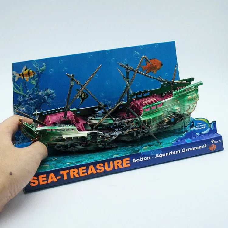 Aquarium-Fischbecken-Landschaftsdekorations-Sauerstoff-verbesserndes Spielzeug verfaultes Schiffswrack, Spielzeug verfaultes Schiffswrack