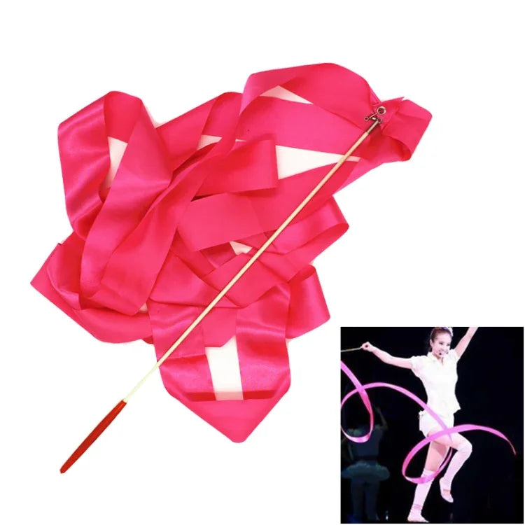 5 Stücke 4 m Gymnastikband, Tanz-Requisiten für Kinder, Rosarot, Pink, Rot, Orange, Gelb, Grün, Blau