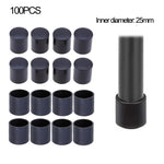 100 Stück Kunststoff Stuhl Fußschutz Schwarz Rutschfest Möbelbeine Tischfußkappen Bodenschutz Abdeckung, 16mm, 19mm, 22mm, 25mm