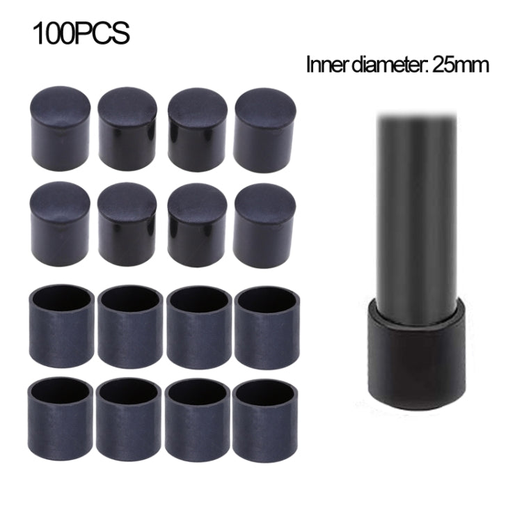 100 Stück Kunststoff Stuhl Fußschutz Schwarz Rutschfest Möbelbeine Tischfußkappen Bodenschutz Abdeckung, 16mm, 19mm, 22mm, 25mm