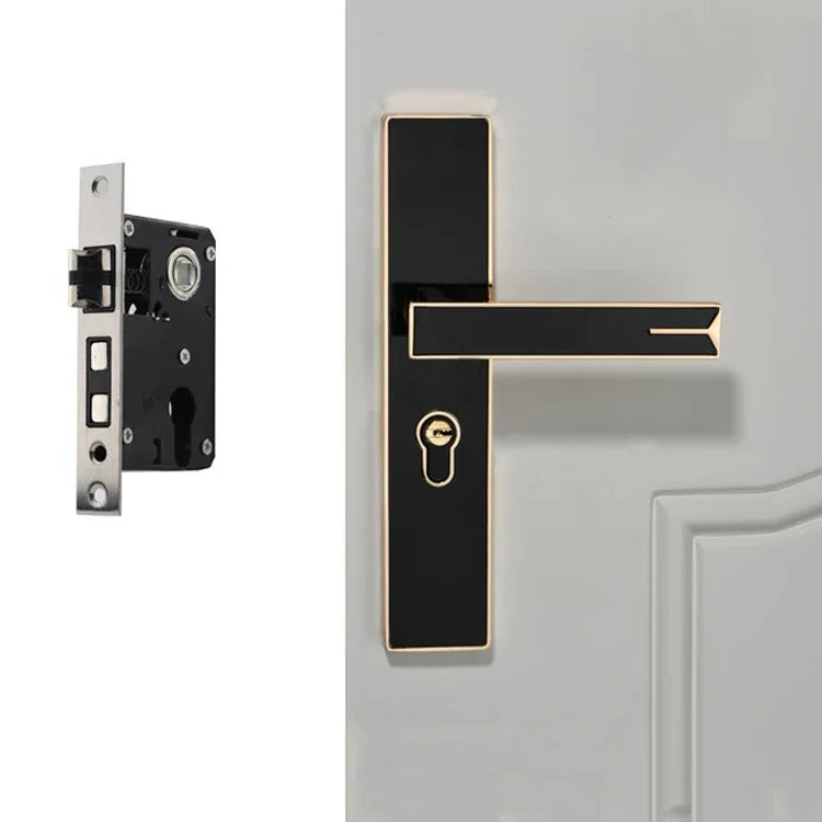 Stummes stark magnetisches Aluminiumlegierungs-Innentürschloss Tür Schlafzimmerbeschlag Griffschloss, Schwarzgold kleines 50 Schlossgehäuse, Schwarzsilber kleines 50 Schlossgehäuse
