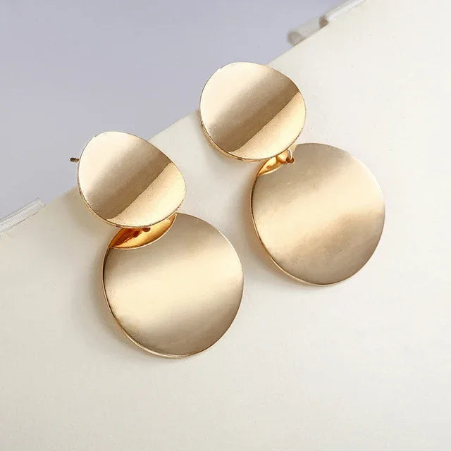 Einzigartige tropfenförmige Ohrringe aus Metall, runde Statement-Ohrringe für Damen, Schmuck, Gold, Silber