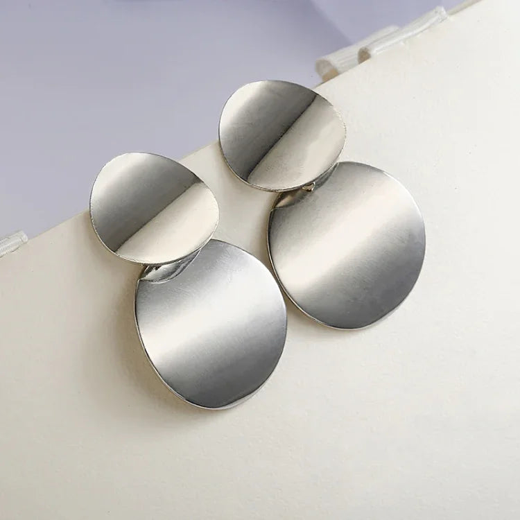 Einzigartige tropfenförmige Ohrringe aus Metall, runde Statement-Ohrringe für Damen, Schmuck, Gold, Silber