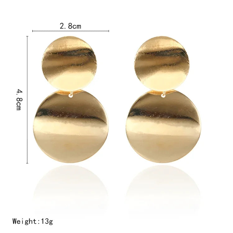 Einzigartige tropfenförmige Ohrringe aus Metall, runde Statement-Ohrringe für Damen, Schmuck, Gold, Silber