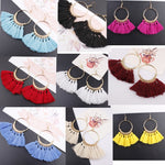 Quasten Ohrringe für Damen Ethnische Große Tropfen Ohrringe Boho Mode Schmuck Trendige Baumwollseil Fransen Lange Hängende Ohrringe, Bunt, Weiß, Weinrot, Schwarz, Gelb, Beige, Rot, Himmelblau, Blau, Grün, Rot, Königsblau, Hellrosa