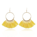 Quasten Ohrringe für Damen Ethnische Große Tropfen Ohrringe Boho Mode Schmuck Trendige Baumwollseil Fransen Lange Hängende Ohrringe, Bunt, Weiß, Weinrot, Schwarz, Gelb, Beige, Rot, Himmelblau, Blau, Grün, Rot, Königsblau, Hellrosa