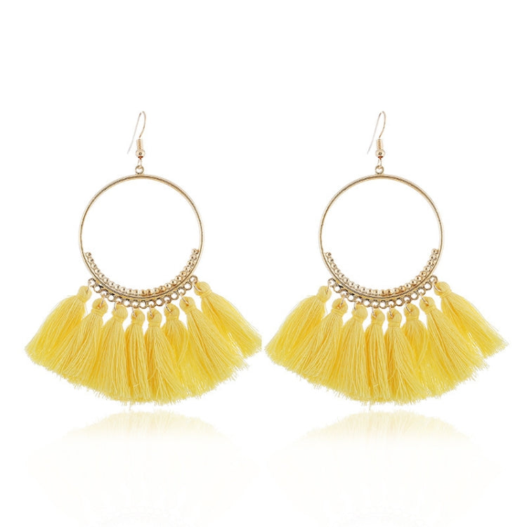 Quasten Ohrringe für Damen Ethnische Große Tropfen Ohrringe Boho Mode Schmuck Trendige Baumwollseil Fransen Lange Hängende Ohrringe, Bunt, Weiß, Weinrot, Schwarz, Gelb, Beige, Rot, Himmelblau, Blau, Grün, Rot, Königsblau, Hellrosa