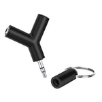 Mini Y-förmiger 3,5mm Stecker zu Doppel 3,5mm Buchse Audio Headset Adapter Anschluss Schlüsselanhänger