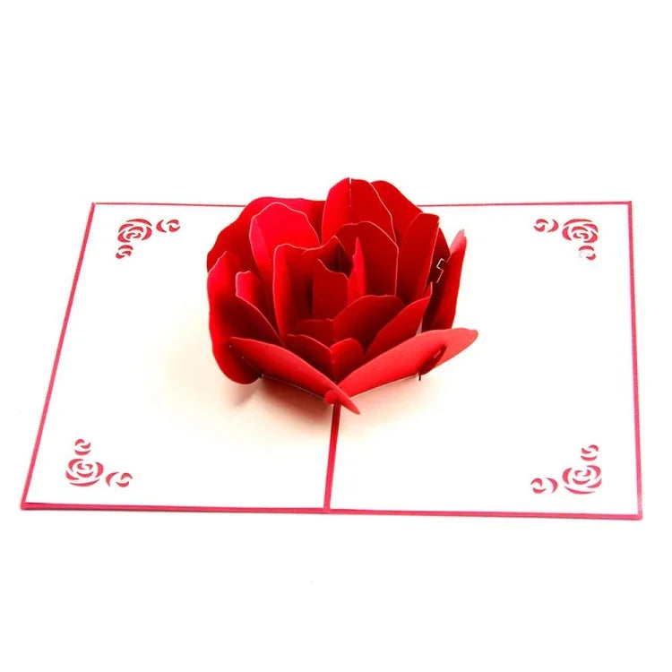 3D Pop Up Rose Dankeskarten Blumen Handgemachte Blanko Vintage Papier Happy Birthday Love Geschenkkarte, Größe: 13x16cm, Handgemacht Blanko