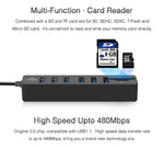 Multi USB 2.0 Hub USB Verteiler Hochgeschwindigkeit 6 Ports mit TF SD Kartenleser