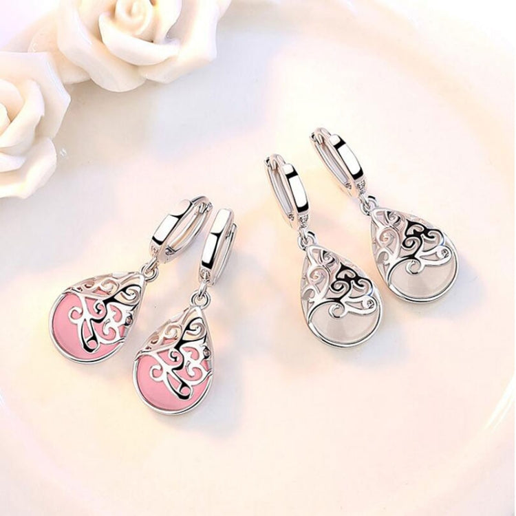 925 Sterlingsilber Mondlicht Opal Tränen Totem Tropfen Ohrringe, Weiß, Rosa