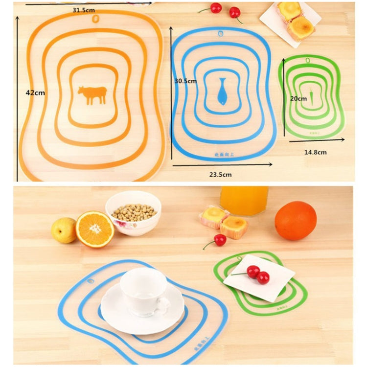 6er-Set Küchenschneidebretter, flexibel, transparent, PP, S (20x14,8cm), M (30,5x23,5cm), L (42x31,5cm)