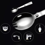 2 Stk. Edelstahl Faltgabel Löffel Integriertes Dual-Use Picknick Tragbares Besteck, Zufällige Farblieferung, Löffel, Gabel