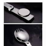 2 Stk. Edelstahl Faltgabel Löffel Integriertes Dual-Use Picknick Tragbares Besteck, Zufällige Farblieferung, Löffel, Gabel